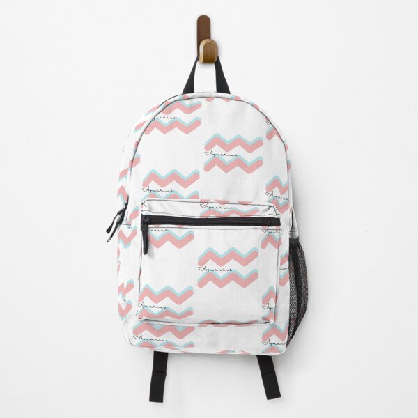 Item preview, Minimalist Aquarius Zodiac sign pastel pink and teal colors with black handwritten text designed and sold by milkasweet.