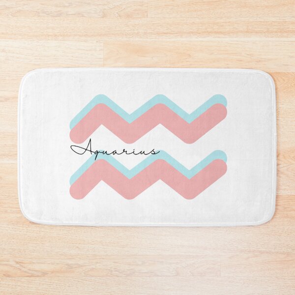 Item preview, Minimalist Aquarius Zodiac sign pastel pink and teal colors with black handwritten text designed and sold by milkasweet.