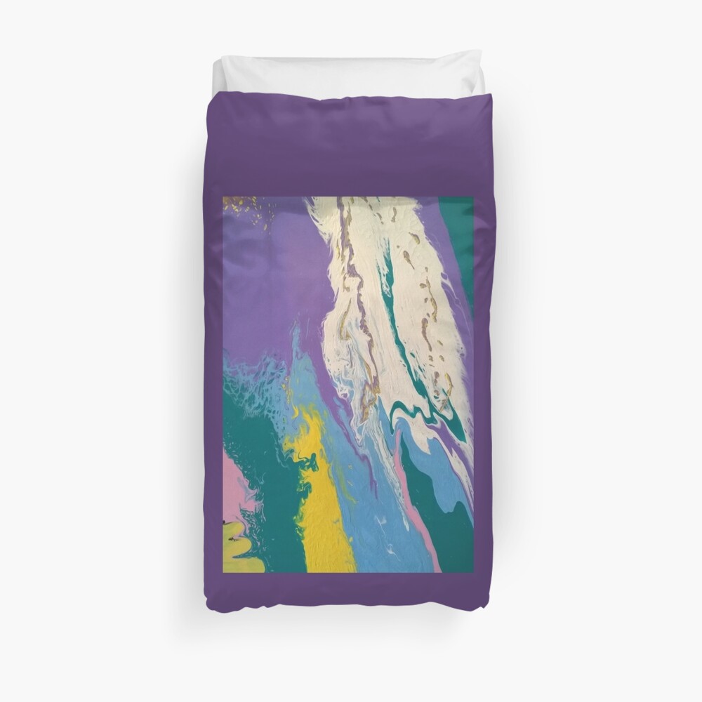 Abstract Painting- "South Beach, Art Deco District"-Hotels on Ocean Drive Duvet Cover