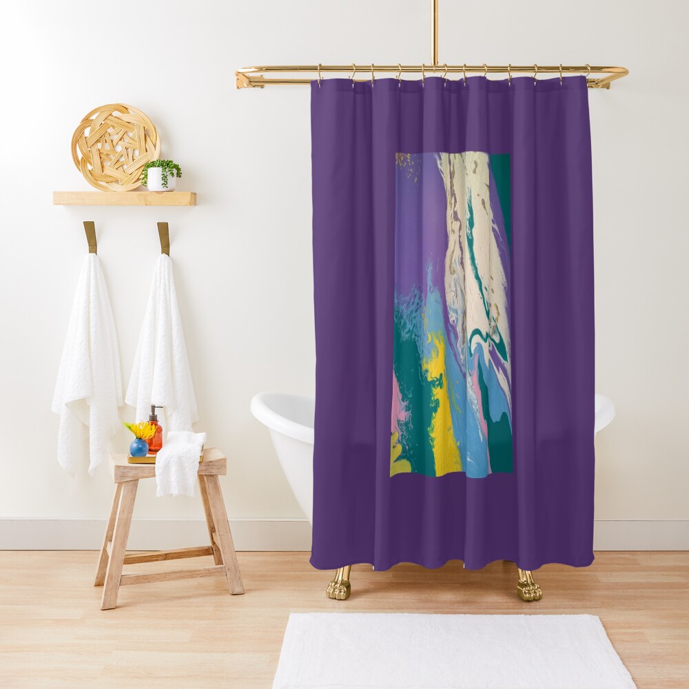 Abstract Painting- "South Beach, Art Deco District"-Hotels on Ocean Drive Shower Curtain