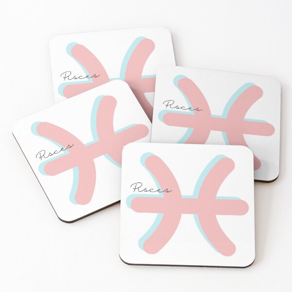 Item preview, Minimalist Pisces Zodiac sign pastel pink and teal colors with black handwritten text designed and sold by milkasweet.