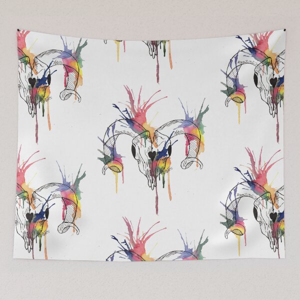Item preview, Rainbow Ram Skull designed and sold by MenagerieMayhem.