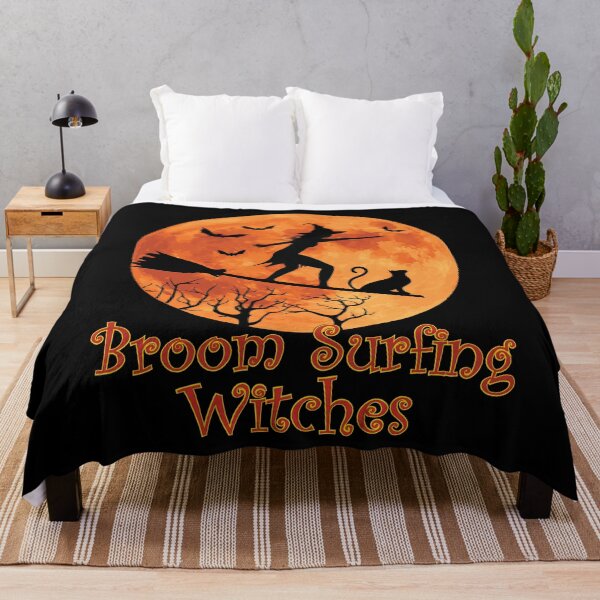 Item preview, Broom Surfing Witches Halloween designed and sold by TheInkElephant.