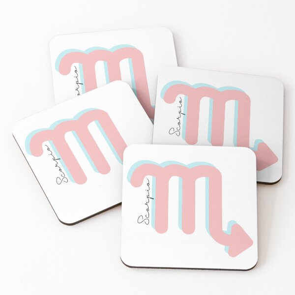 Item preview, Minimalist Scorpio Zodiac sign pastel pink and teal colors with black handwritten text designed and sold by milkasweet.