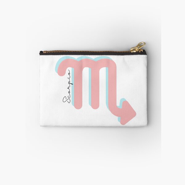 Item preview, Minimalist Scorpio Zodiac sign pastel pink and teal colors with black handwritten text designed and sold by milkasweet.
