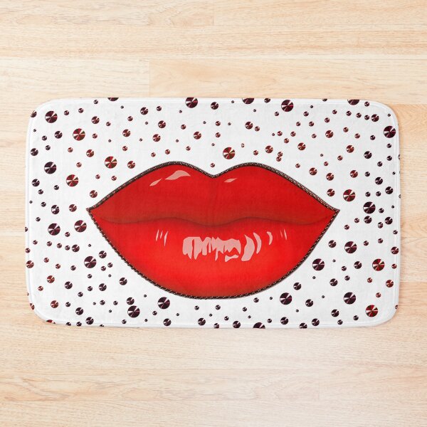 Item preview, red lips lipstick glossy makeup kissing mouth piercing designed and sold by GlamourChick.