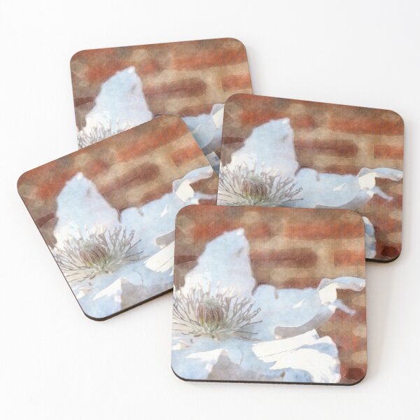 Item preview, White Clematis and Brick Wall designed and sold by Ollivrosa.