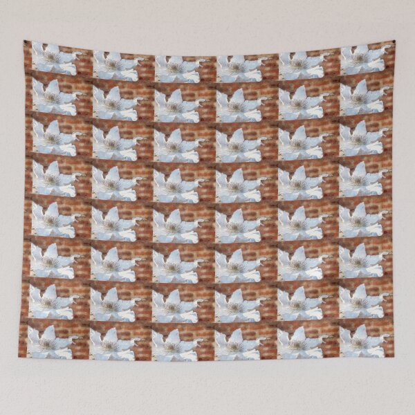 Item preview, White Clematis and Brick Wall designed and sold by Ollivrosa.