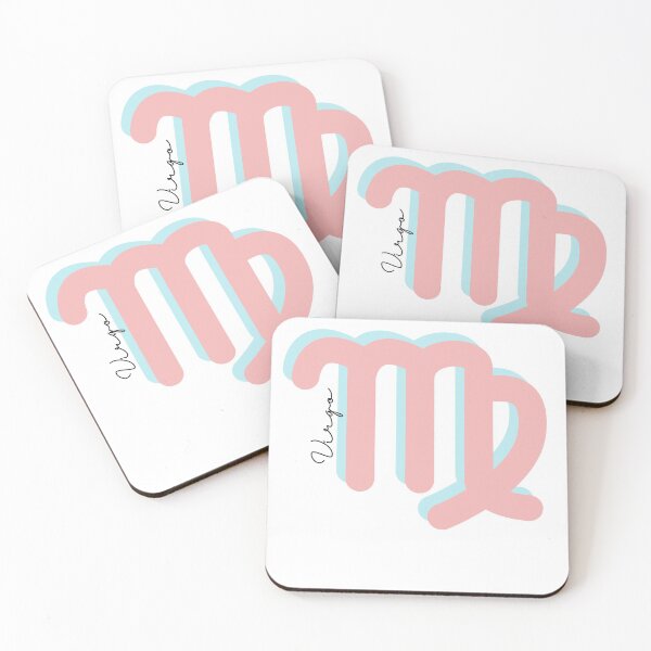 Item preview, Minimalist Virgo Zodiac sign pastel pink and teal colors with black handwritten text designed and sold by milkasweet.