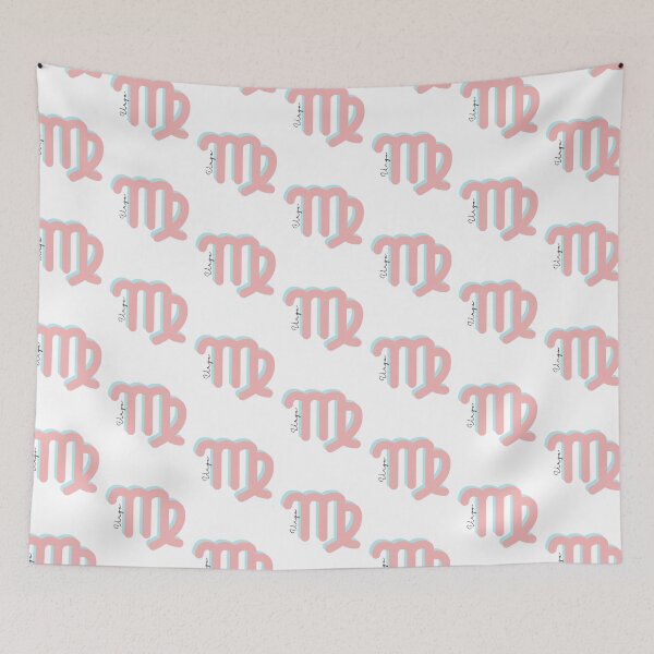 Item preview, Minimalist Virgo Zodiac sign pastel pink and teal colors with black handwritten text designed and sold by milkasweet.