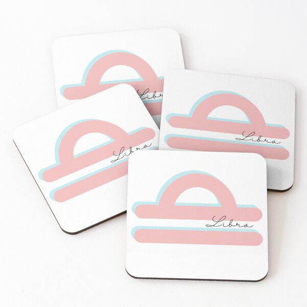 Item preview, Minimalist Libra Zodiac sign pastel pink and teal colors with black handwritten text designed and sold by milkasweet.
