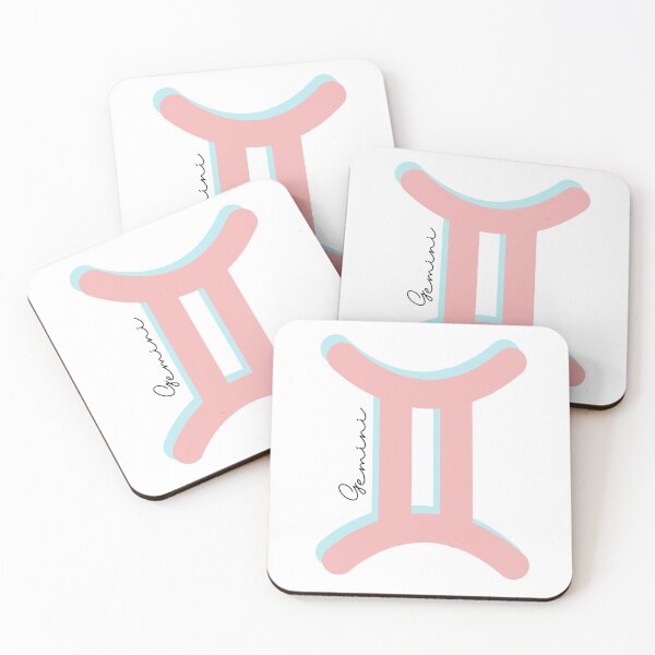 Item preview, Minimalist Gemini Zodiac sign pastel pink and teal colors with black handwritten text designed and sold by milkasweet.