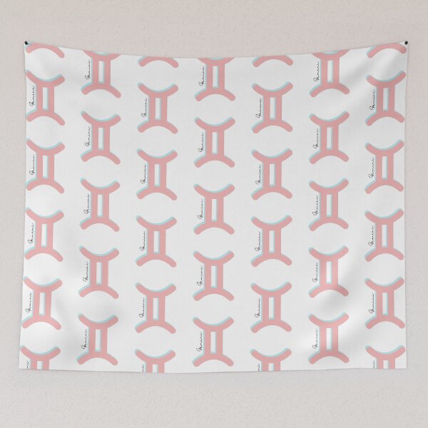 Item preview, Minimalist Gemini Zodiac sign pastel pink and teal colors with black handwritten text designed and sold by milkasweet.
