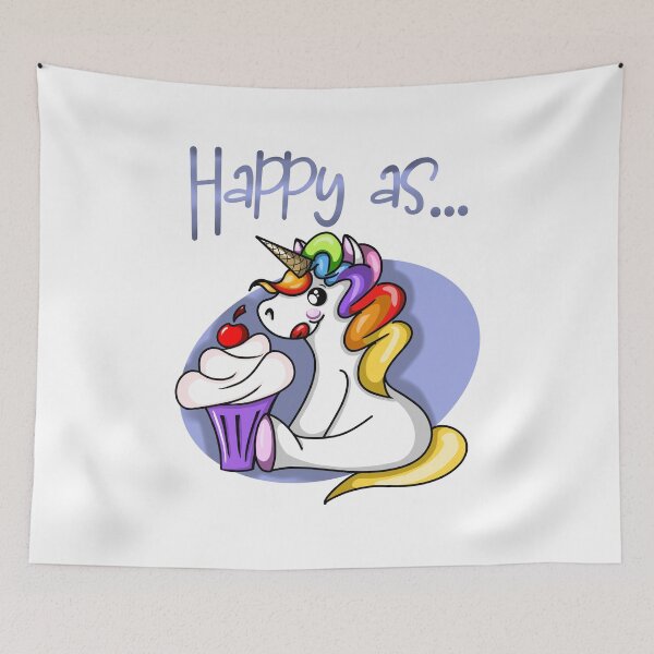 Item preview, Happy as a unicorn eating cake designed and sold by lovingkakeart.