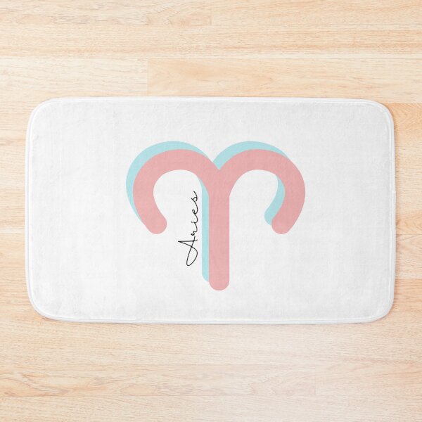 Item preview, Minimalist Aries Zodiac sign pastel pink and teal colors with black handwritten text designed and sold by milkasweet.