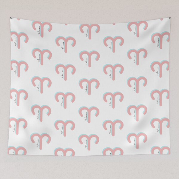 Item preview, Minimalist Aries Zodiac sign pastel pink and teal colors with black handwritten text designed and sold by milkasweet.