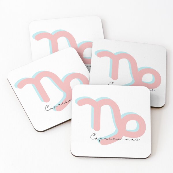 Item preview, Minimalist Capricornus Zodiac sign pastel pink and teal colors with black handwritten text designed and sold by milkasweet.