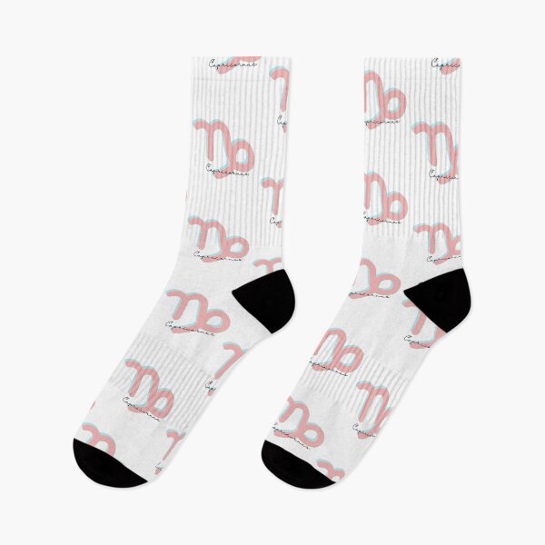 Item preview, Minimalist Capricornus Zodiac sign pastel pink and teal colors with black handwritten text designed and sold by milkasweet.