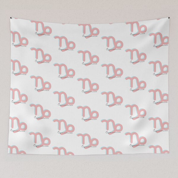Item preview, Minimalist Capricornus Zodiac sign pastel pink and teal colors with black handwritten text designed and sold by milkasweet.