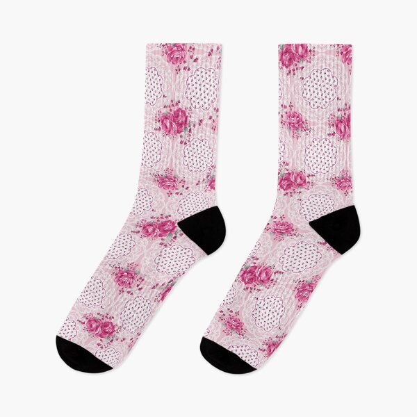 Item preview, lace with gorgeous pink roses designed and sold by galaxy-bedding.