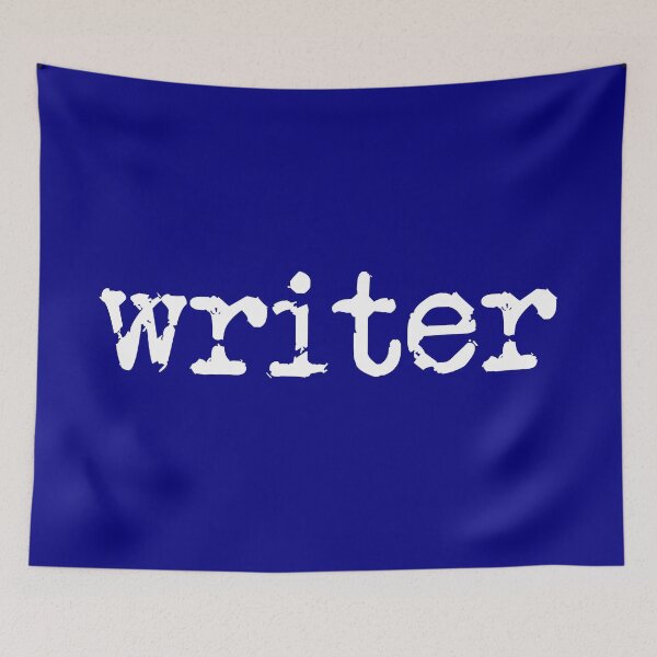 Item preview, writer in white on navy designed and sold by TeaRoseWriter.