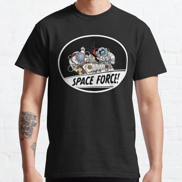 United States Space Force - Funny Cartoon Astronauts Fighting Classic T-Shirt