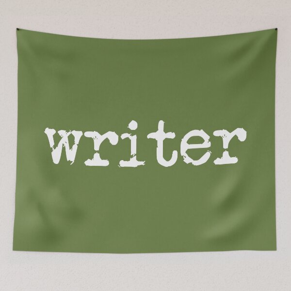Item preview, writer in white on military green designed and sold by TeaRoseWriter.