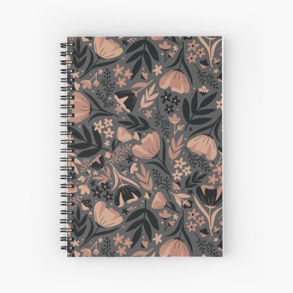 Vista previa del artículo con la obra «Patrón de flores silvestres y hojas gris», diseñado y vendido por savariamarie.