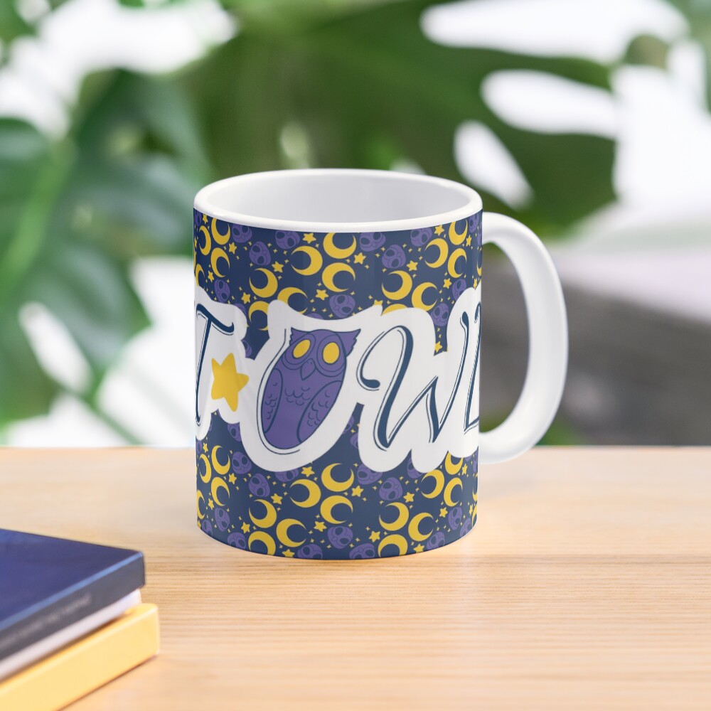 Night Owls Phrase with Main Pattern Mug