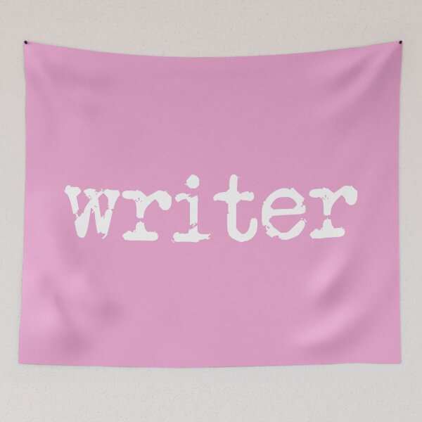 Item preview, writer in white on pink designed and sold by TeaRoseWriter.