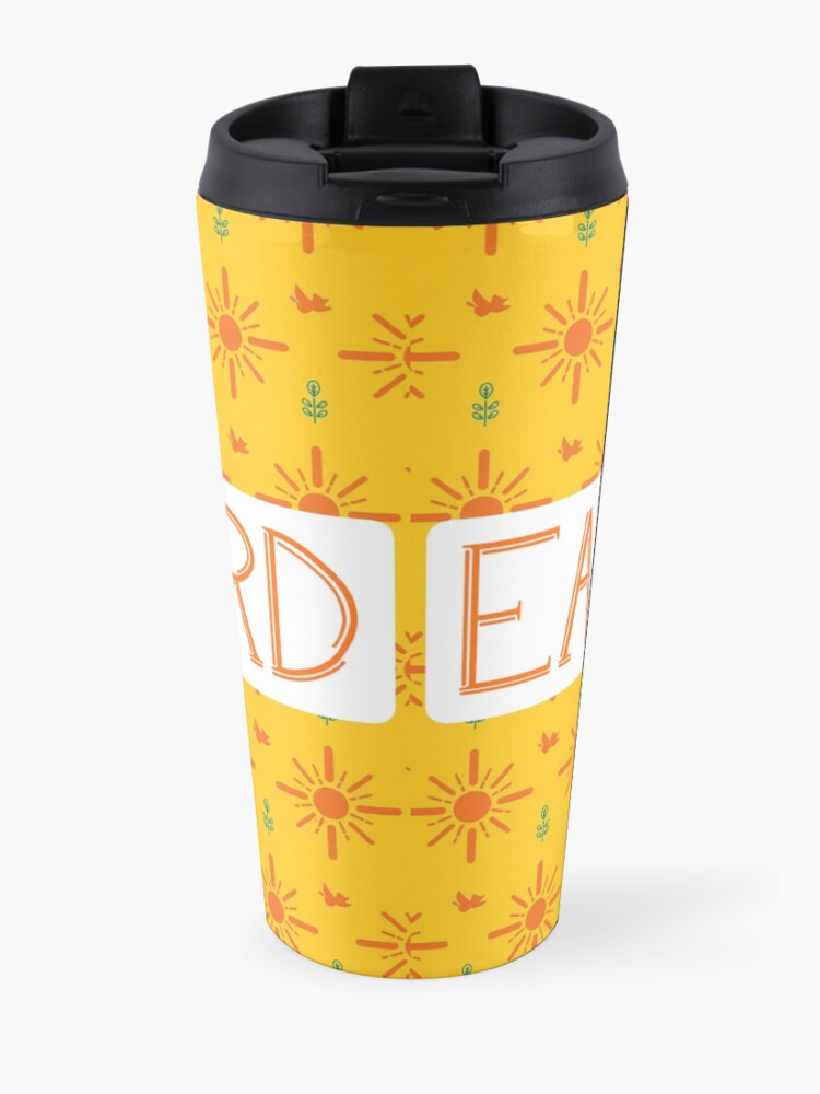Alternate view of Early Bird Phrase with Main Pattern Travel Mug