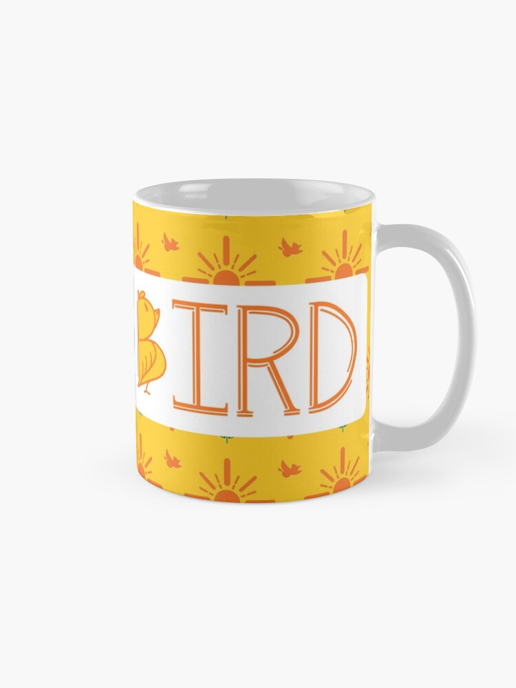 Alternate view of Early Bird Phrase with Main Pattern Coffee Mug