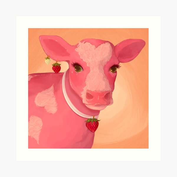 look at u strawberry cow !! make me go WOW Art Print for Sale by priskalee