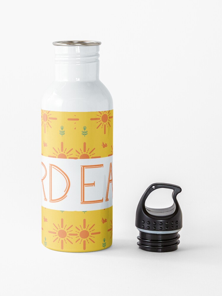 Alternate view of Early Bird Phrase with Main Pattern Water Bottle