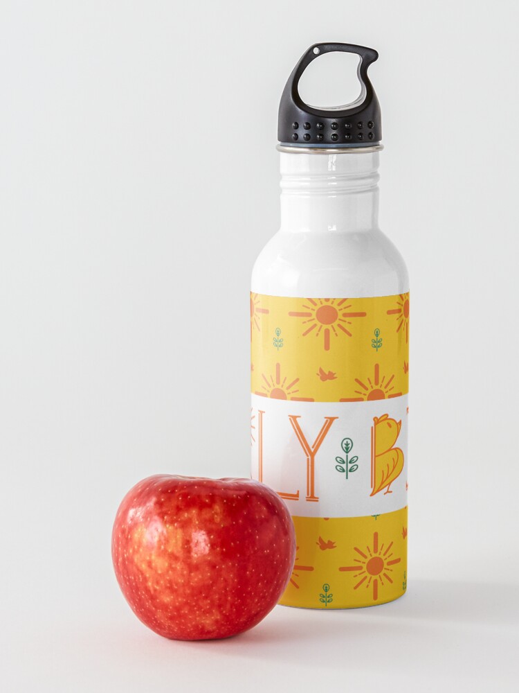 Alternate view of Early Bird Phrase with Main Pattern Water Bottle