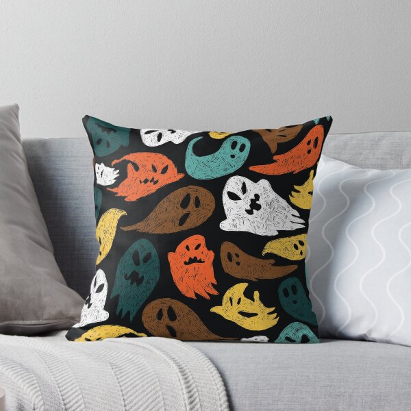 Item preview, Vector black colourful cute sketch of cartoon ghosts seamless pattern.  designed and sold by jamiesoondesign.