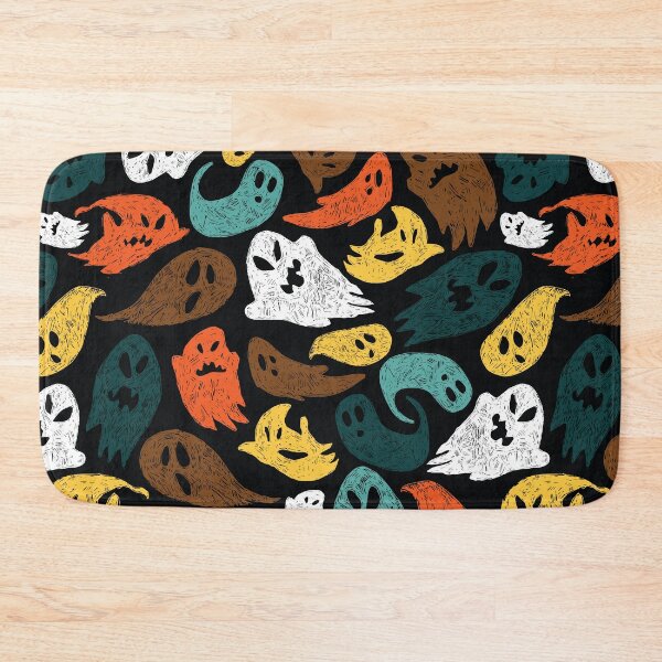 Item preview, Vector black colourful cute sketch of cartoon ghosts seamless pattern.  designed and sold by jamiesoondesign.