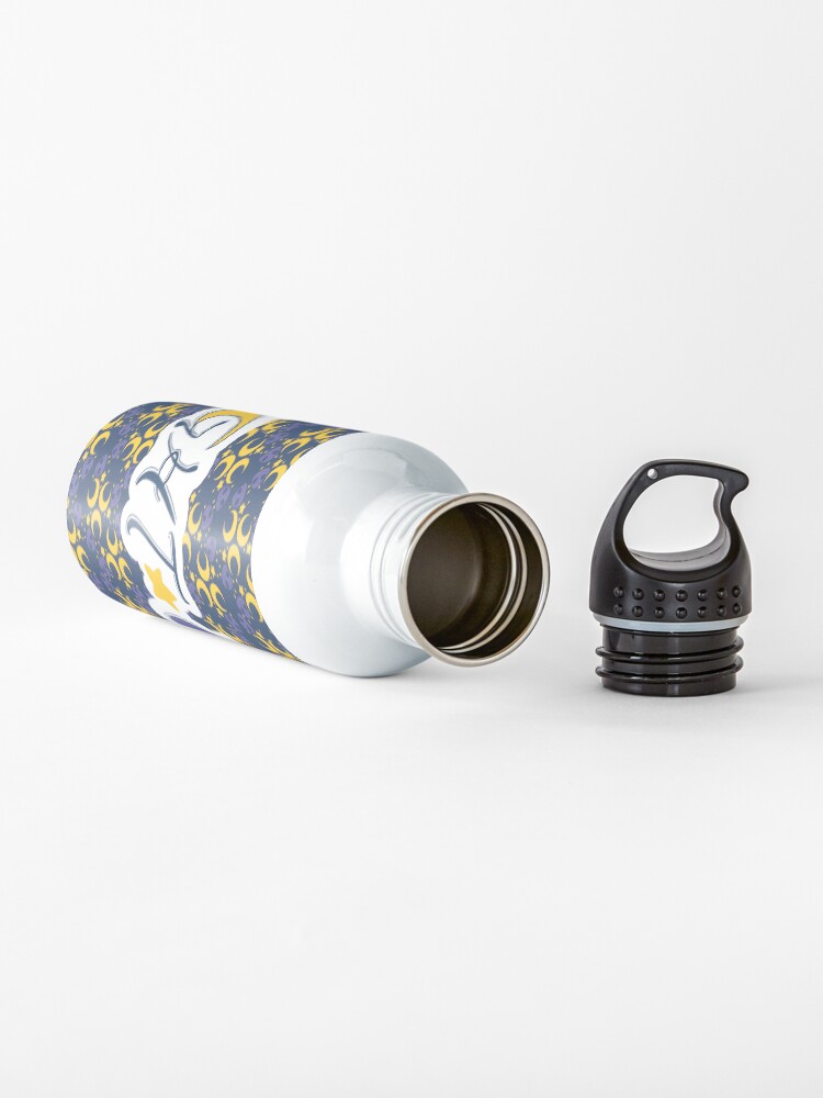 Alternate view of Night Owls Phrase with Main Pattern Water Bottle