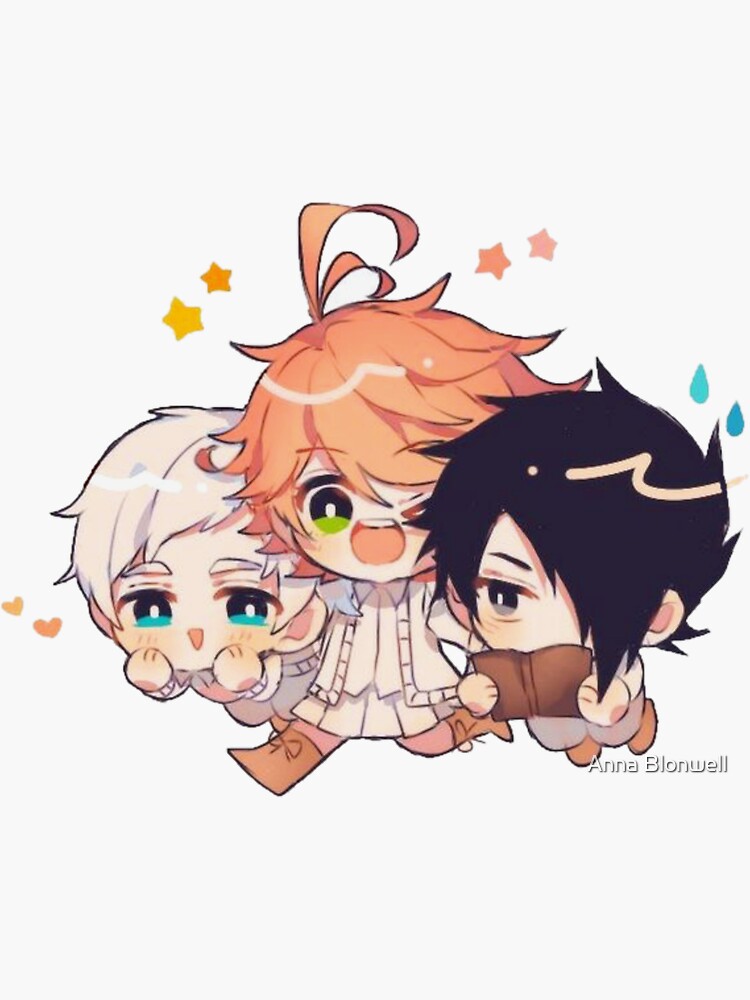 The Promised Neverland Chibi Ray Emma Norman Sticker By Shindouart