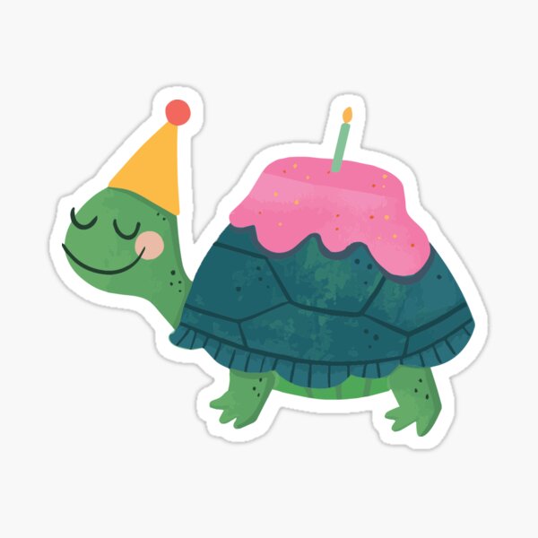 Turtle-y Awesome Bday Sticker