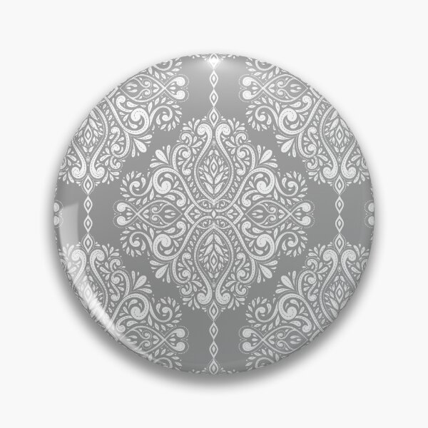 Item preview, Silver foliage. White and grey decorative damask pattern. Leaves ornament. Design # 180920. designed and sold by Annartlab.
