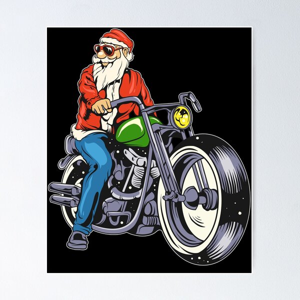 Funny Santa Biker Christmas Costume for a Biker Poster