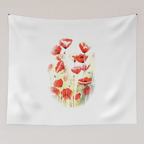 Item preview, Abstract poppies watercolor painting red white  designed and sold by GittaG74.