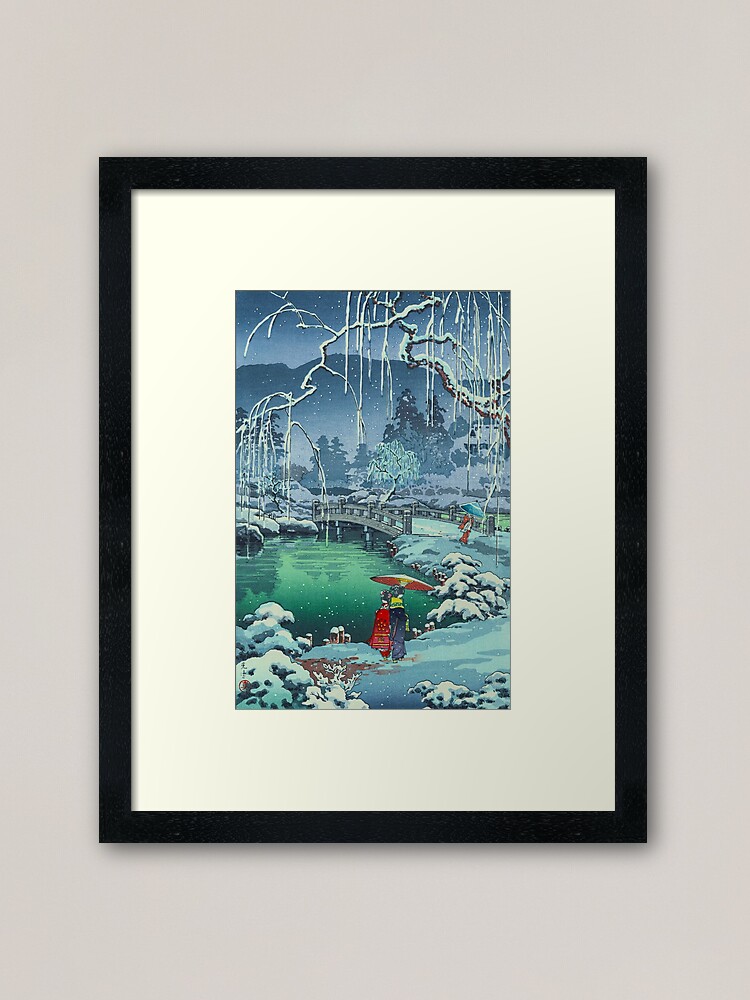 Alternate view of Japanese Woodblock Print Ukiyo-e - "Spring Snow at Maruyama, Kyoto" by Tsuchiya Koitsu Framed Art Print