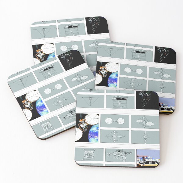 Space Elevator Triptych Coasters (Set of 4)