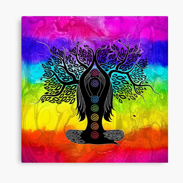 Chakra Lady Tree - 60 Chakra BG Canvas Print
