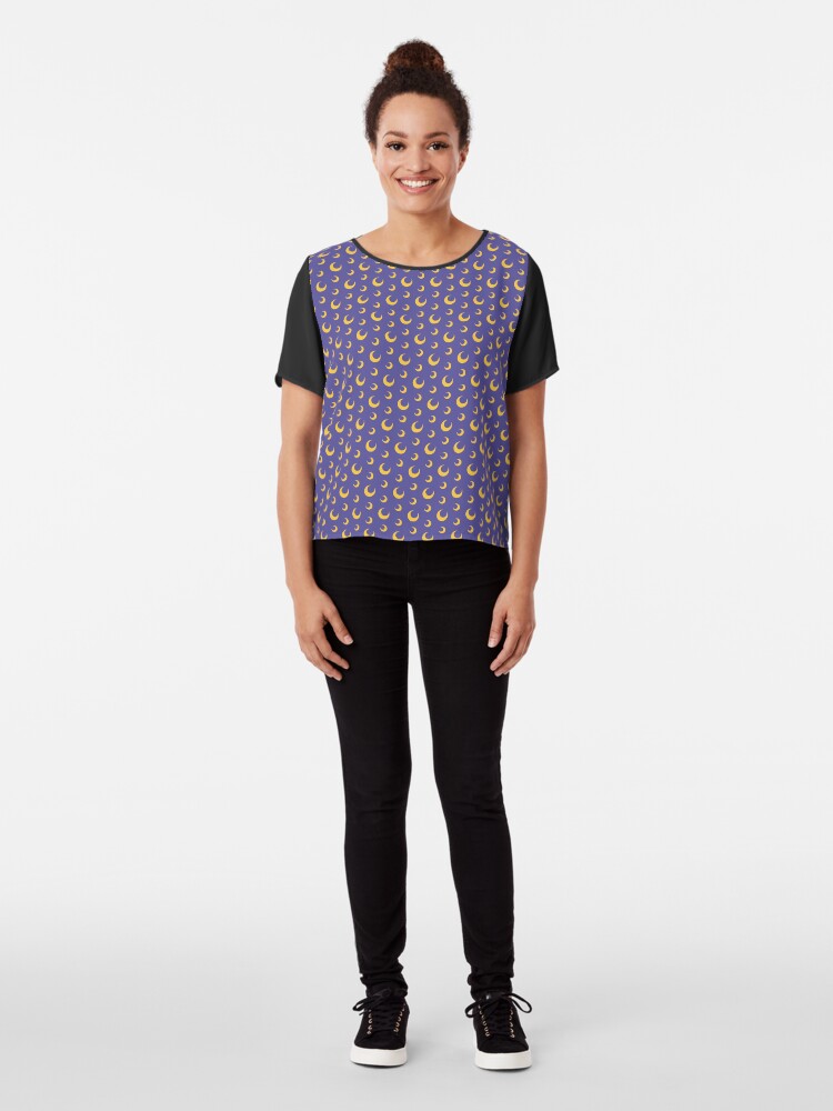 Alternate view of Night Owls, Sub Pattern (Purple Moon) Chiffon Top