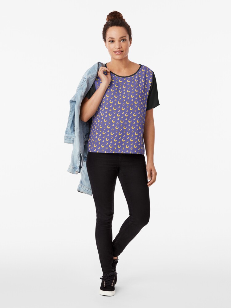 Alternate view of Night Owls, Sub Pattern (Purple Moon) Chiffon Top