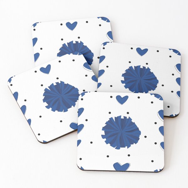 Item preview, Blue Cheerleader Pom Poms & Hearts Pattern designed and sold by Susan Says.