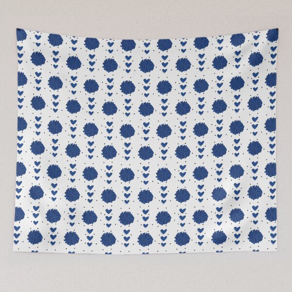 Item preview, Blue Cheerleader Pom Poms & Hearts Pattern designed and sold by Susan Says.